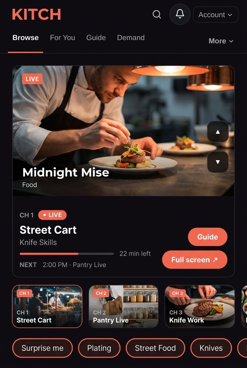 KITCH iPhone app with Midnight Mise live stage