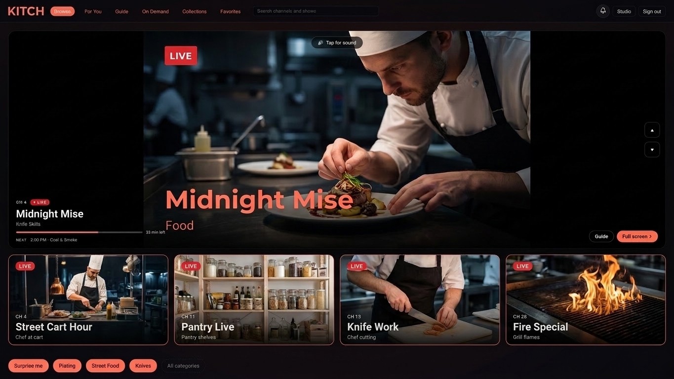 KITCH TV app with Midnight Mise live stage