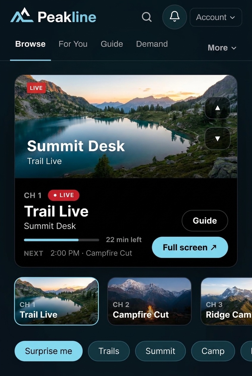 Peakline phone app with Summit Desk trail live