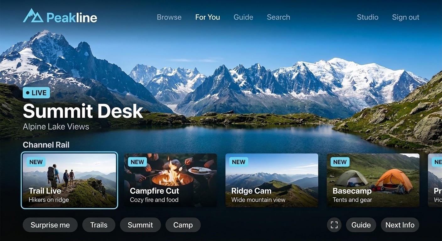 Peakline TV app with Summit Desk alpine live stage