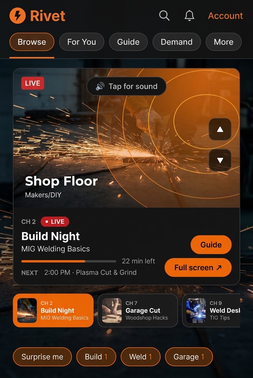 Rivet phone app with Shop Floor live build stream